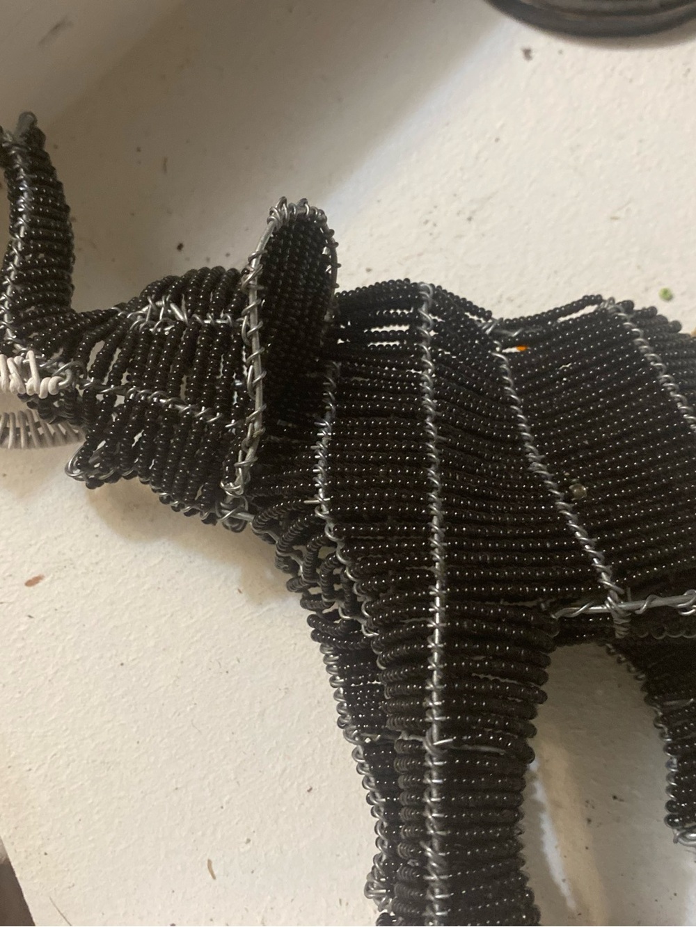 Black Beaded Reptile Ornament - Decorative elephant Figurine
